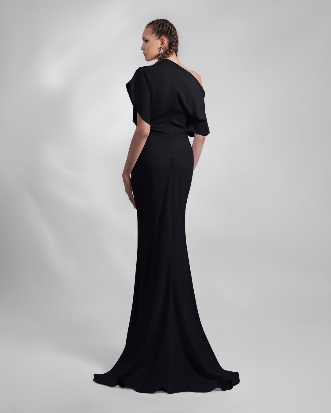 Asymmetrical Draped Black Dress