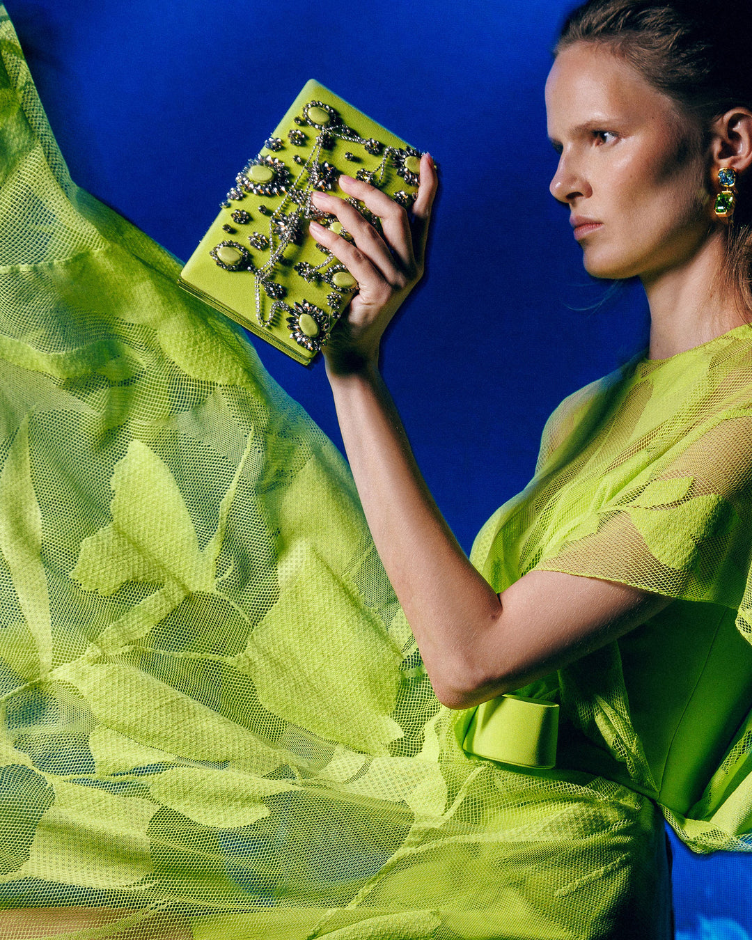 Bejeweled Lime Clutch