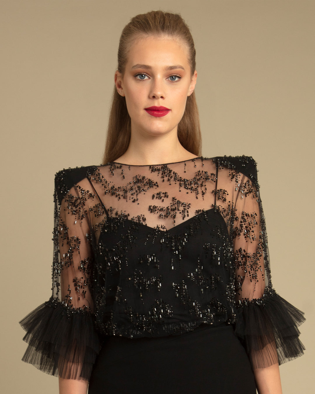 Fully Beaded Ruffled Top