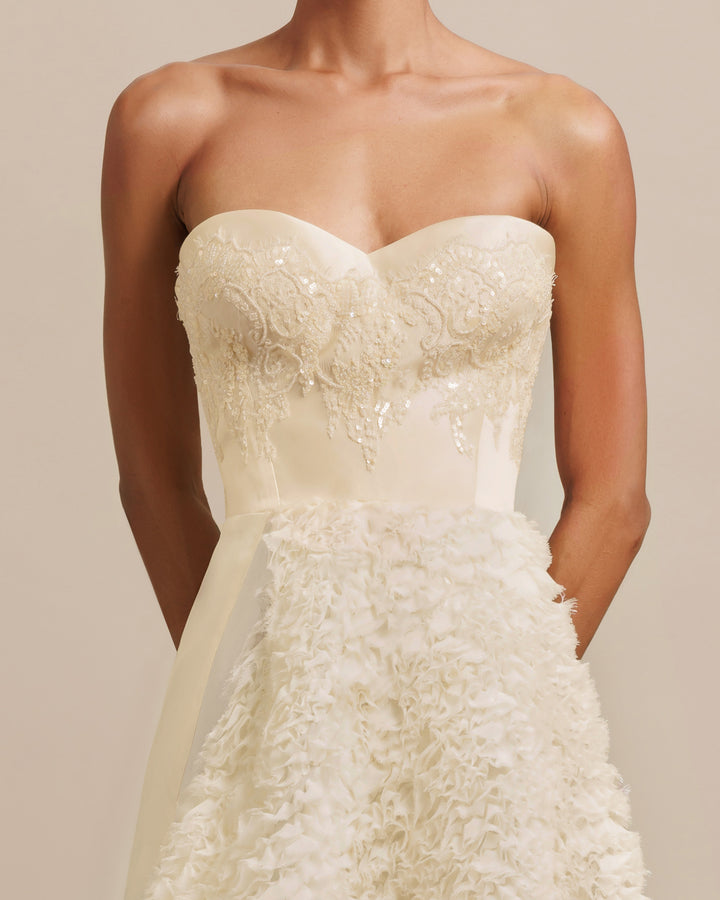 Rushed Tulle Strapless Dress