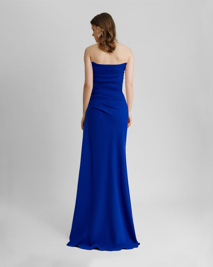 Beaded Royal Blue Strapless Dress