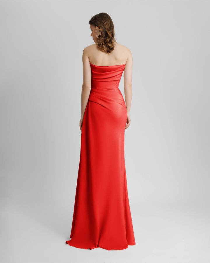 Beaded Red Strapless Dress