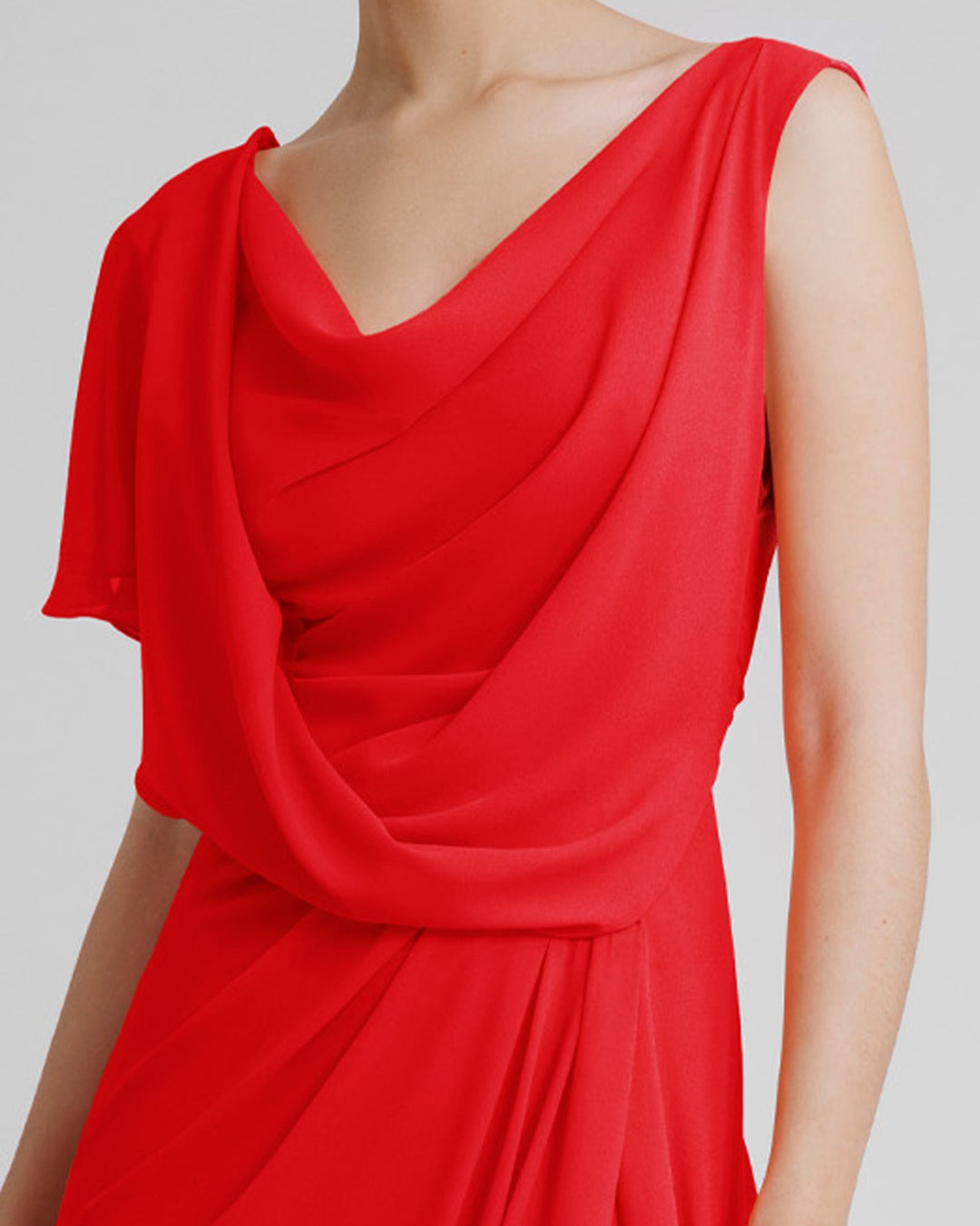 Open V-Shaped Back Red Dress