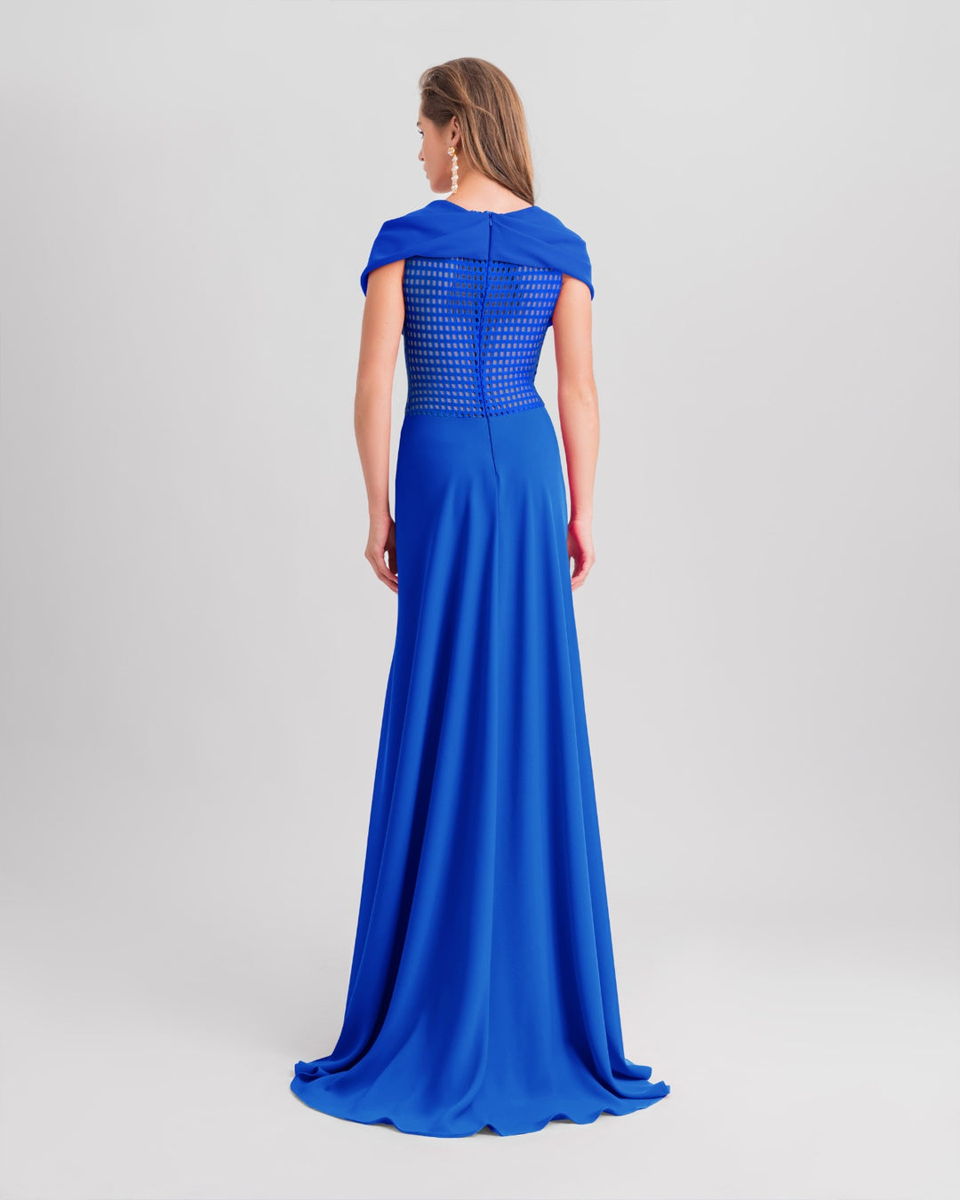 Bow-Like Shoulders Royal Blue Dress