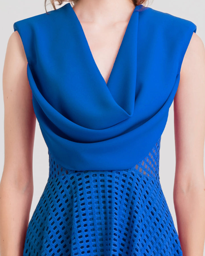 Crochet Lace Royal Blue Midi Dress