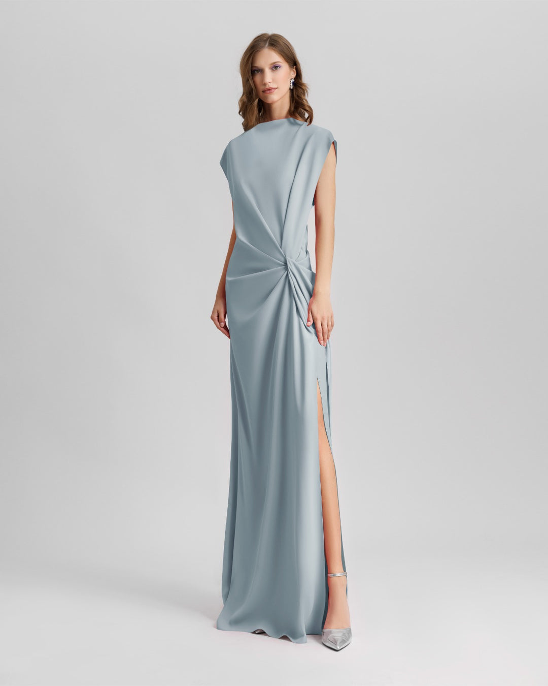 Loose Cut Teal Dress With Draping