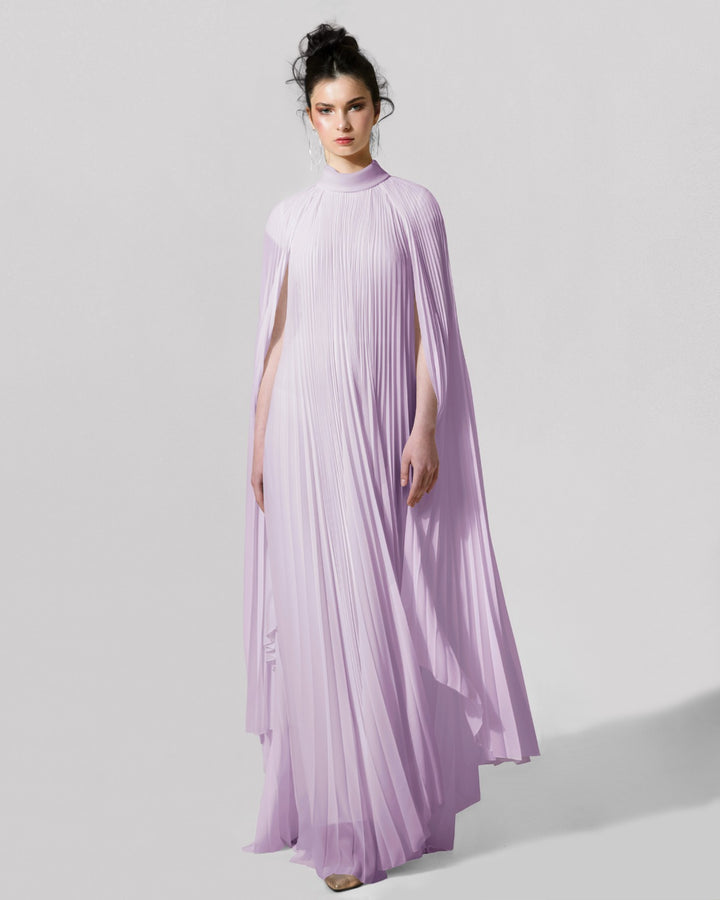 Cape-Like Asymmetrical Lilac Dress