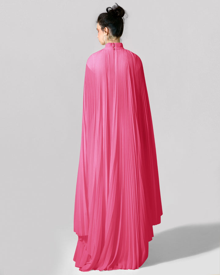 Cape-Like Asymmetrical Candy Pink Dress