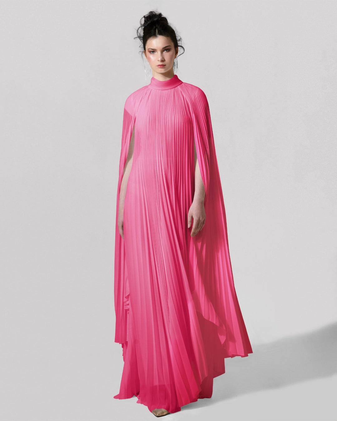 Cape-Like Asymmetrical Candy Pink Dress