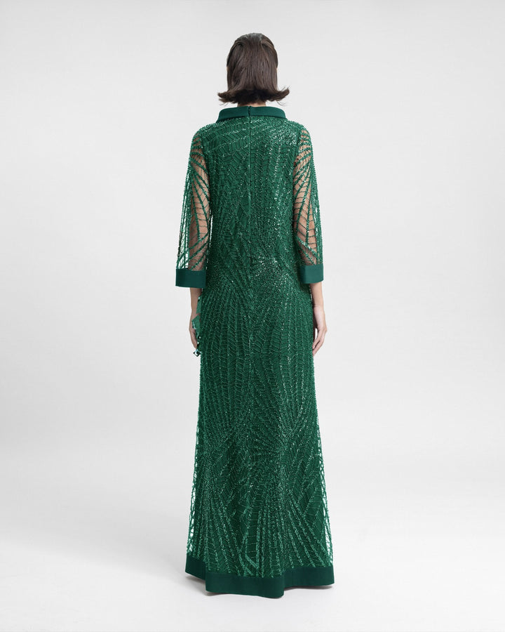 Long Beaded Green kaftan