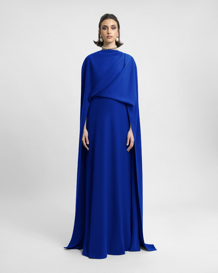 Draped Long Royal Blue Kaftan