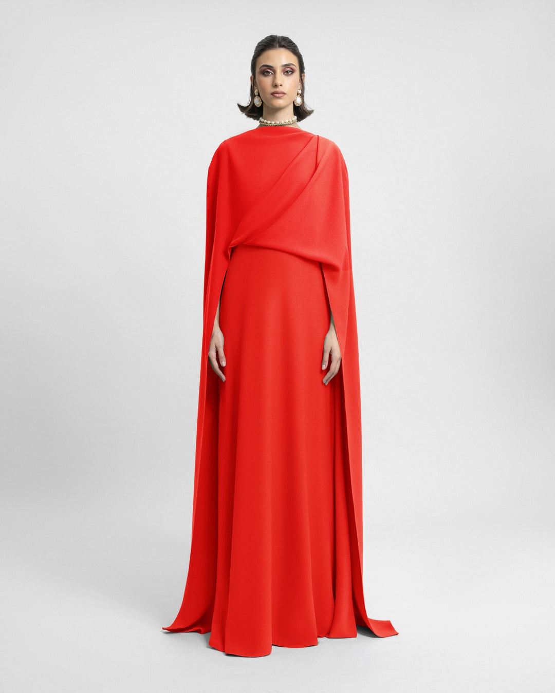 Draped Long Coral kaftan