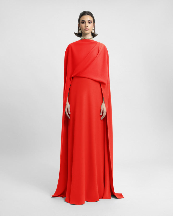 Draped Long Coral kaftan