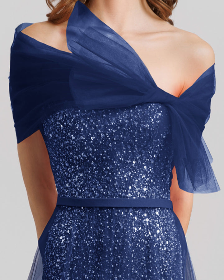 Dress Navy Blue With Bow Design