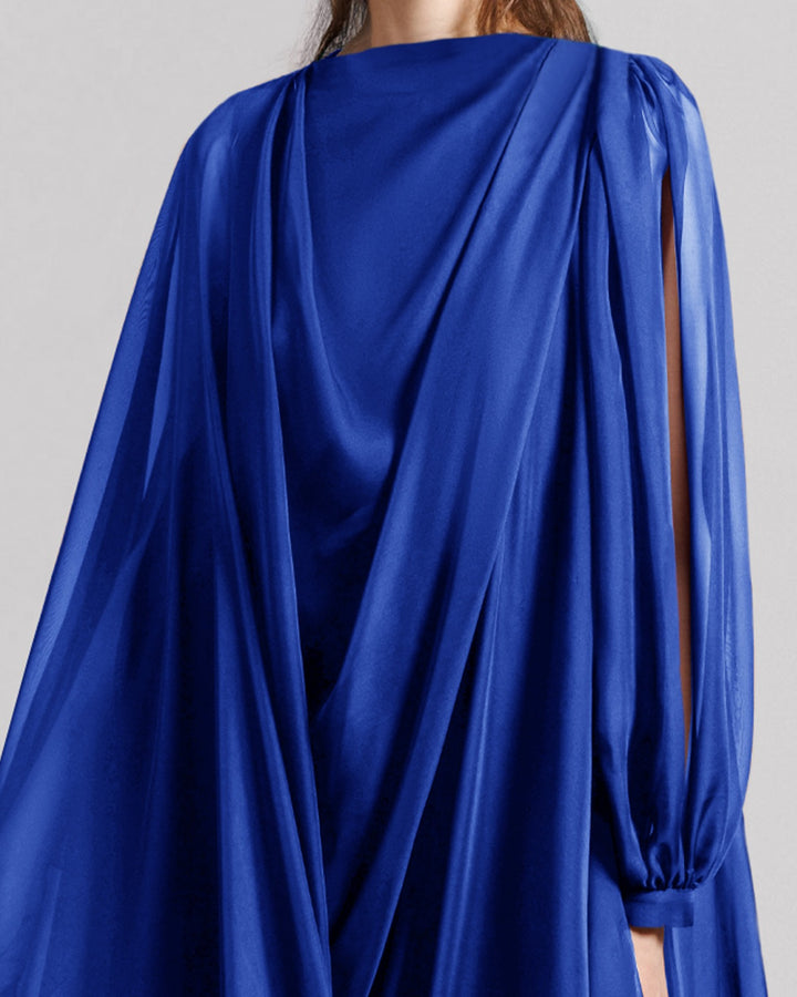 Soft Lame Dark Blue Organza Kaftan