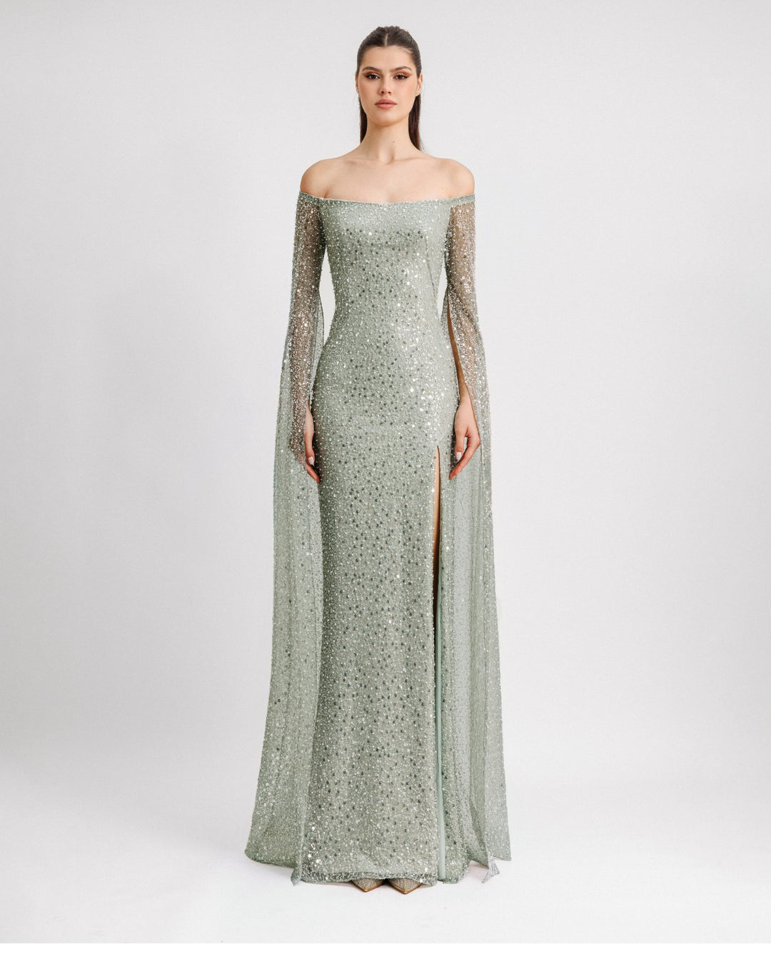 Off-the-shoulders Floor-length Sleeves Dress