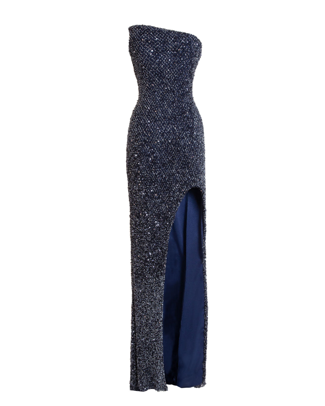 Strapless Beaded Navy Dress