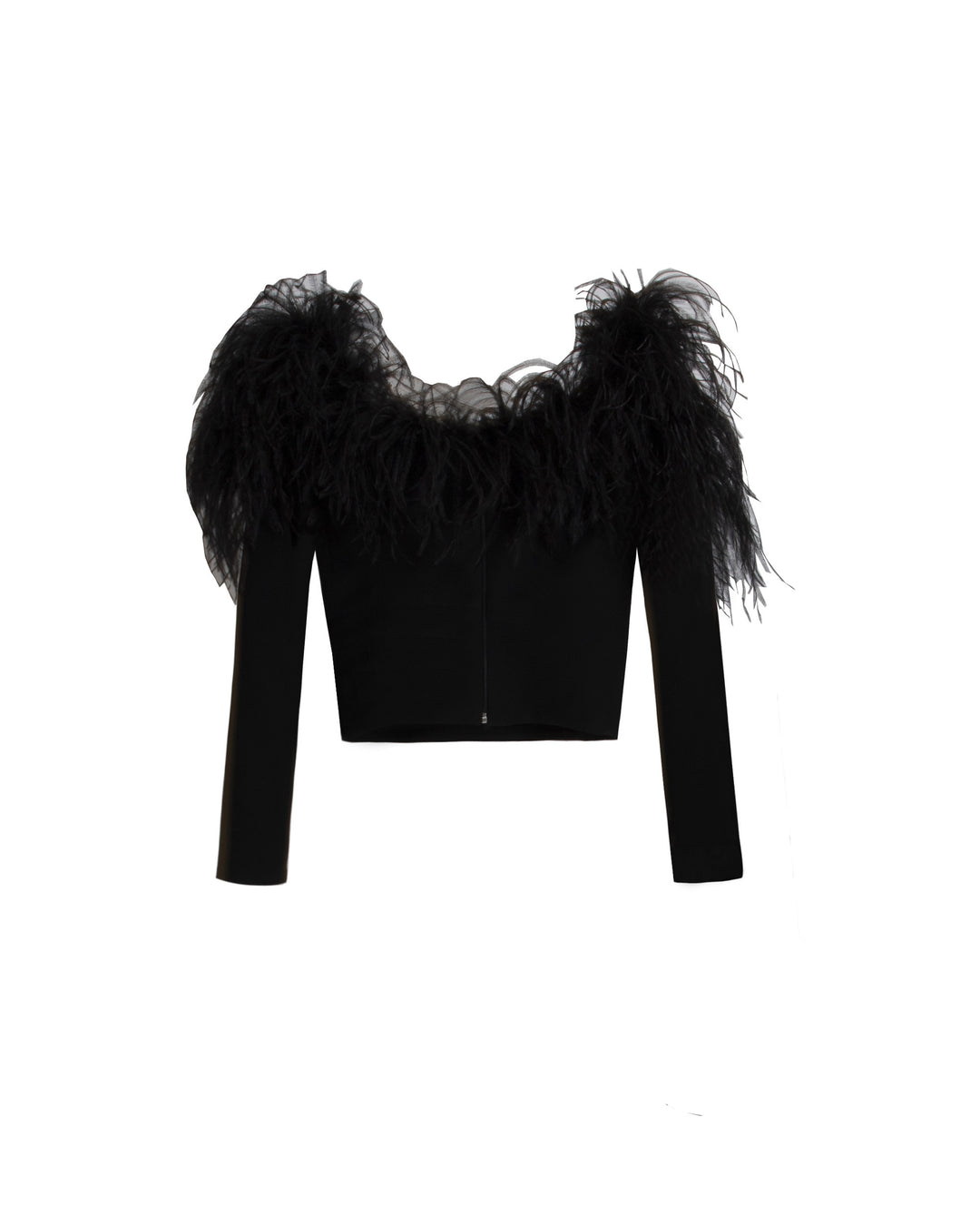 Off-Shoulders Feathered Top