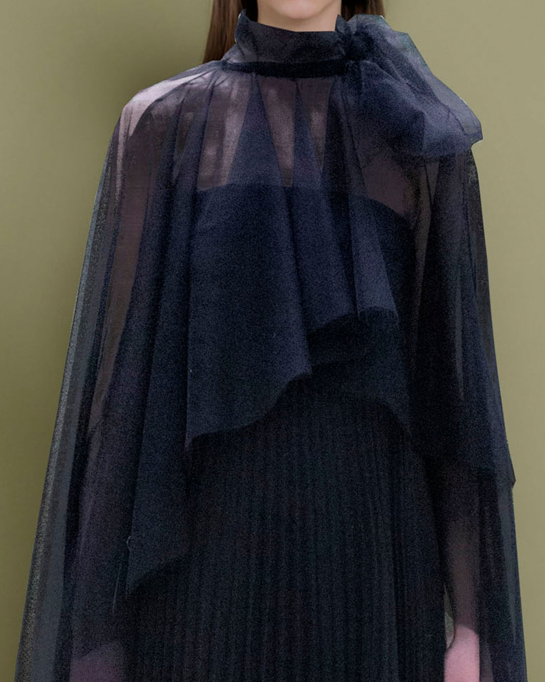 Ruffled Cape with Pleated Dress