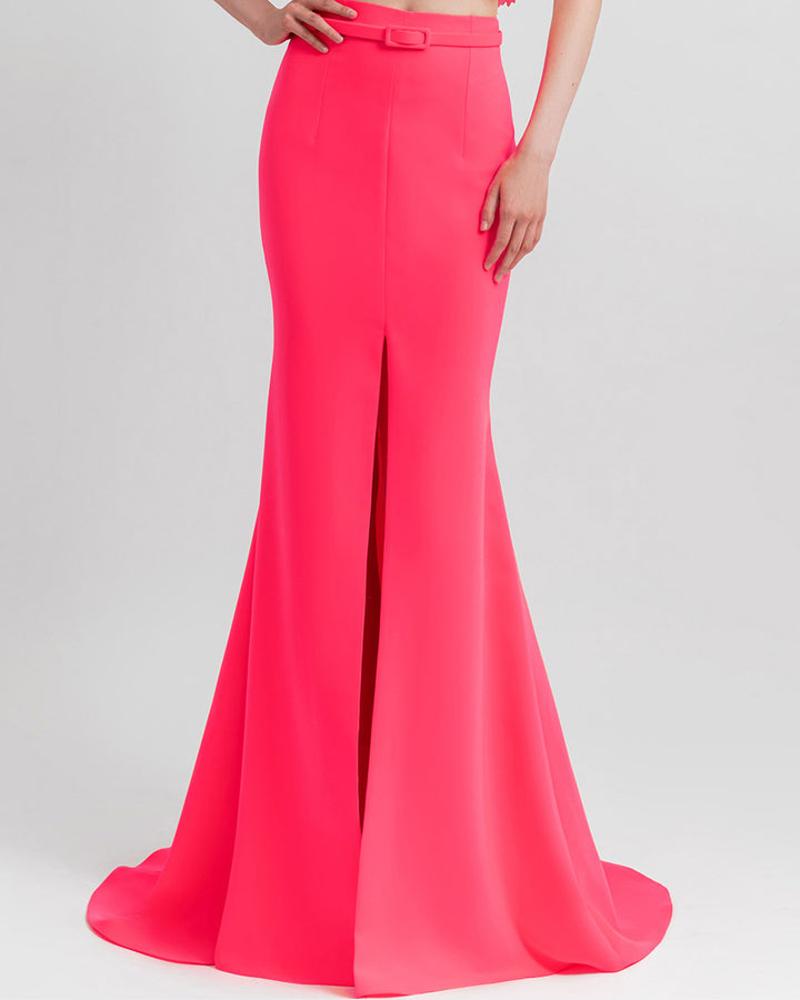 A neon pink mermaid cut skirt.