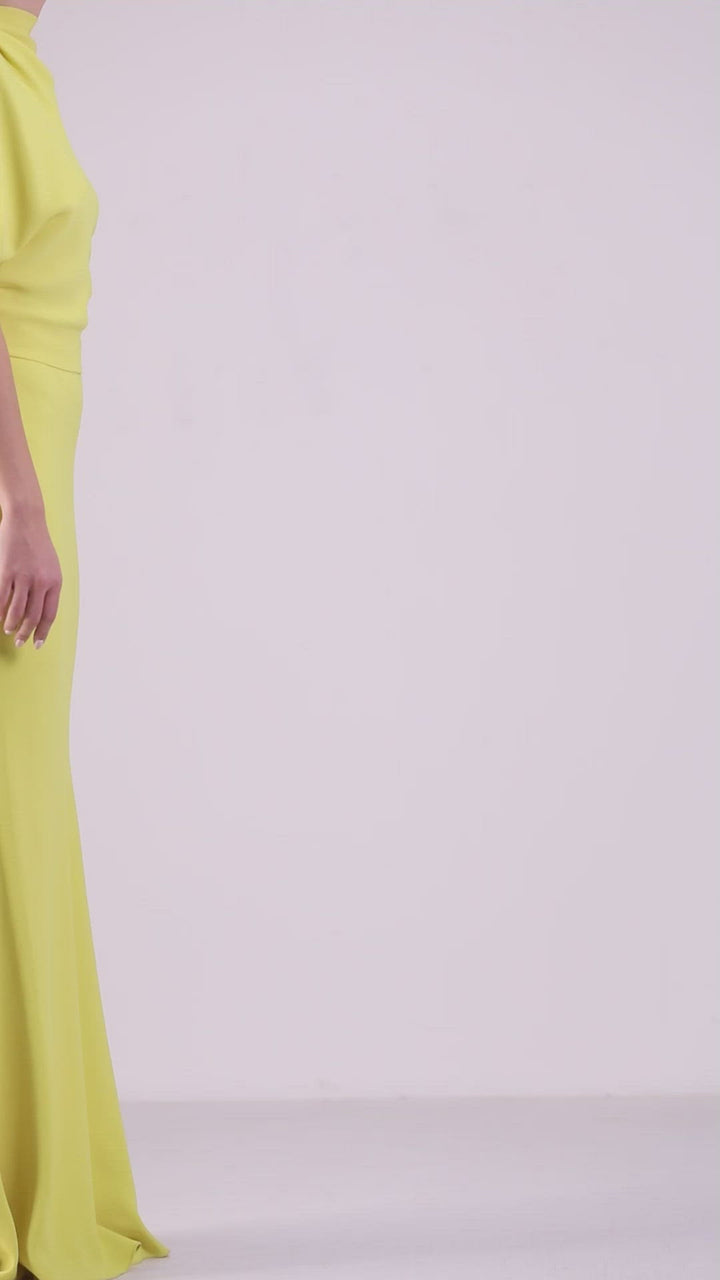 Asymmetrical Embellished Lime Dress