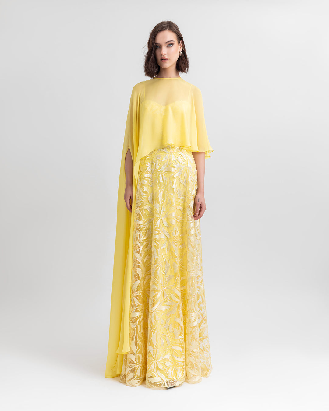 Long Dress With Chiffon Cape