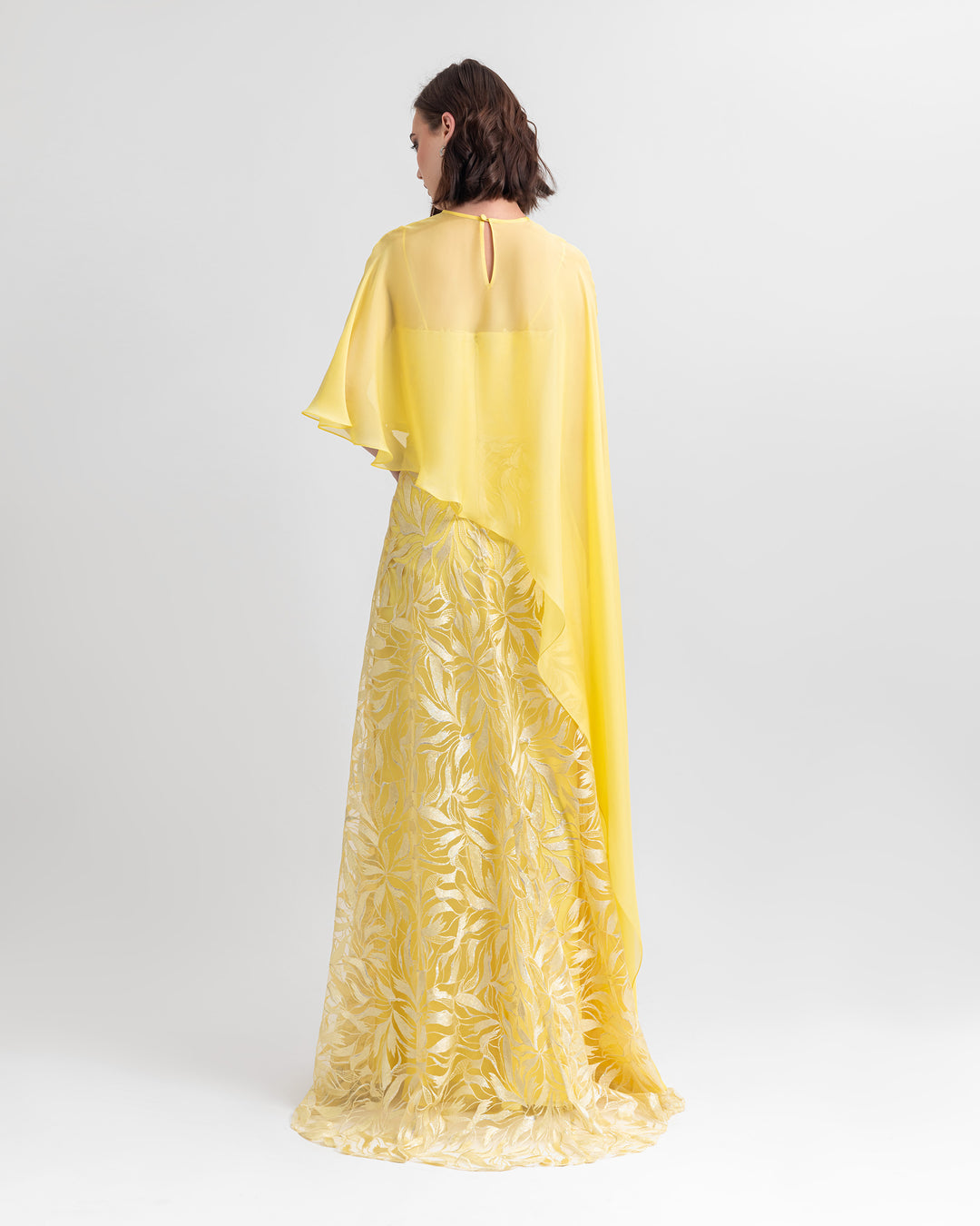 Long Dress With Chiffon Cape