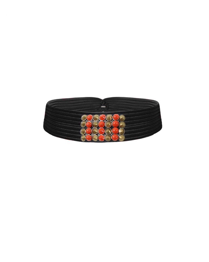 Black Belt With Orange Chains