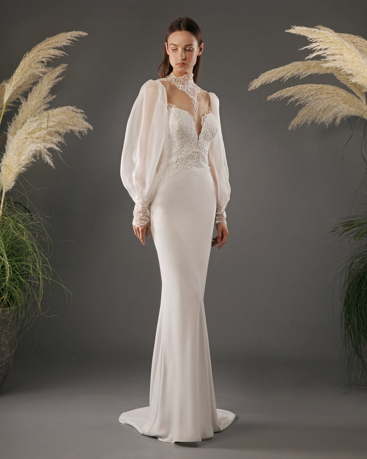 High-Cut Neckline Gown