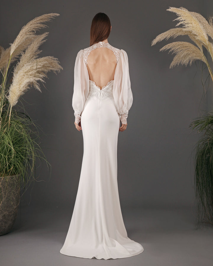 High-Cut Neckline Gown