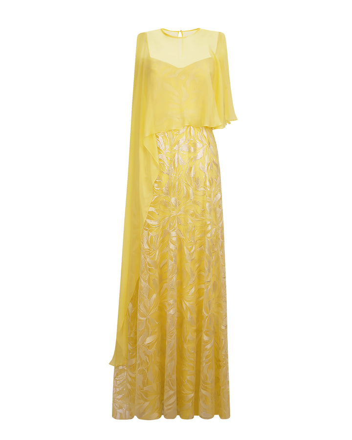 Long Dress With Chiffon Cape