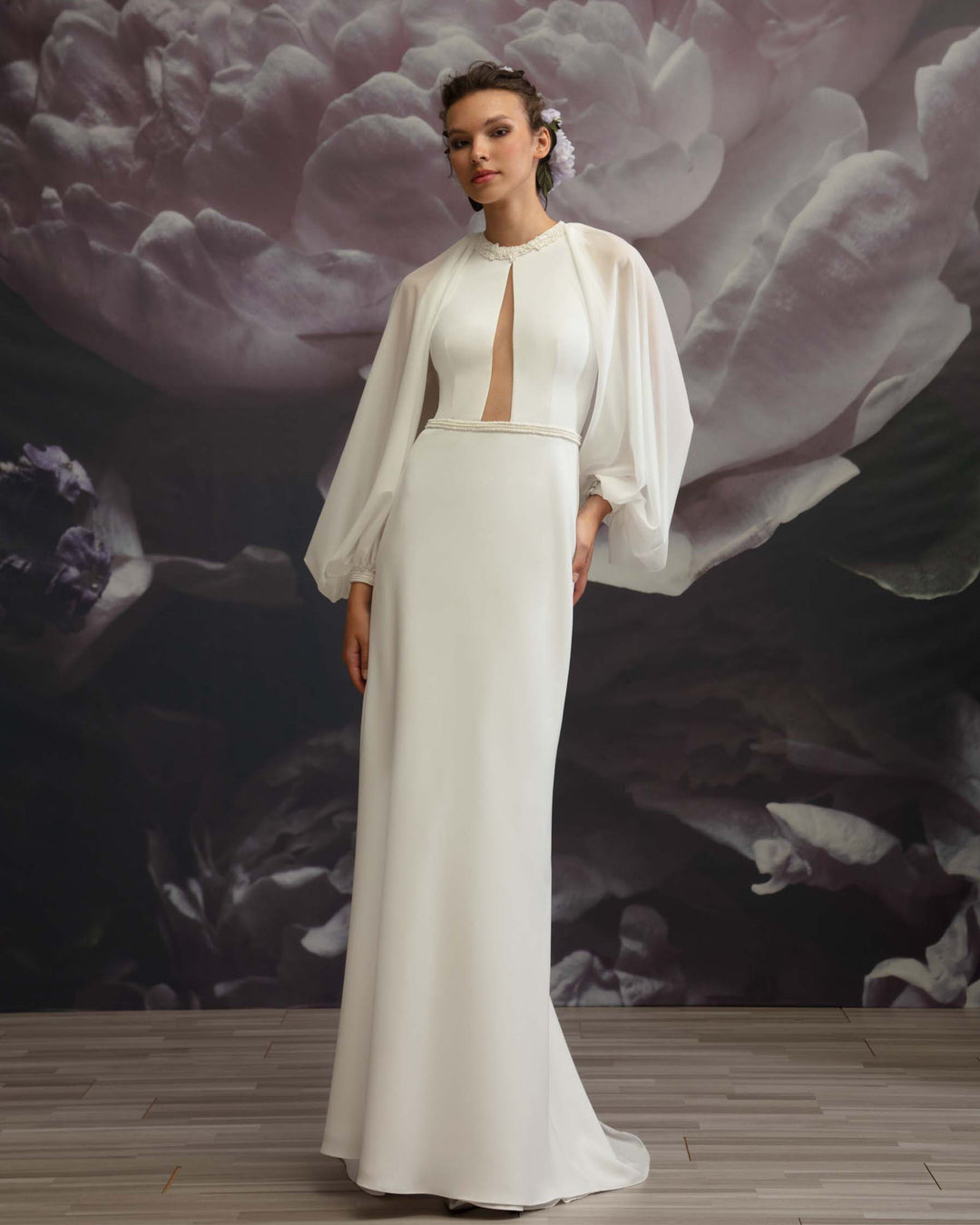 Beaded Round Neck Gown