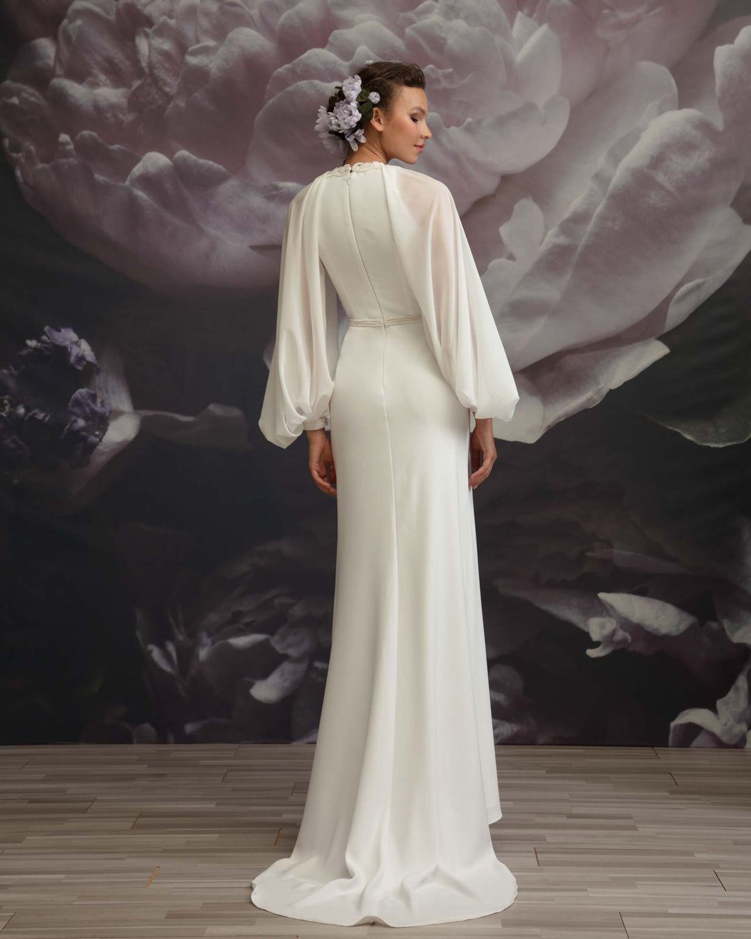 Beaded Round Neck Gown