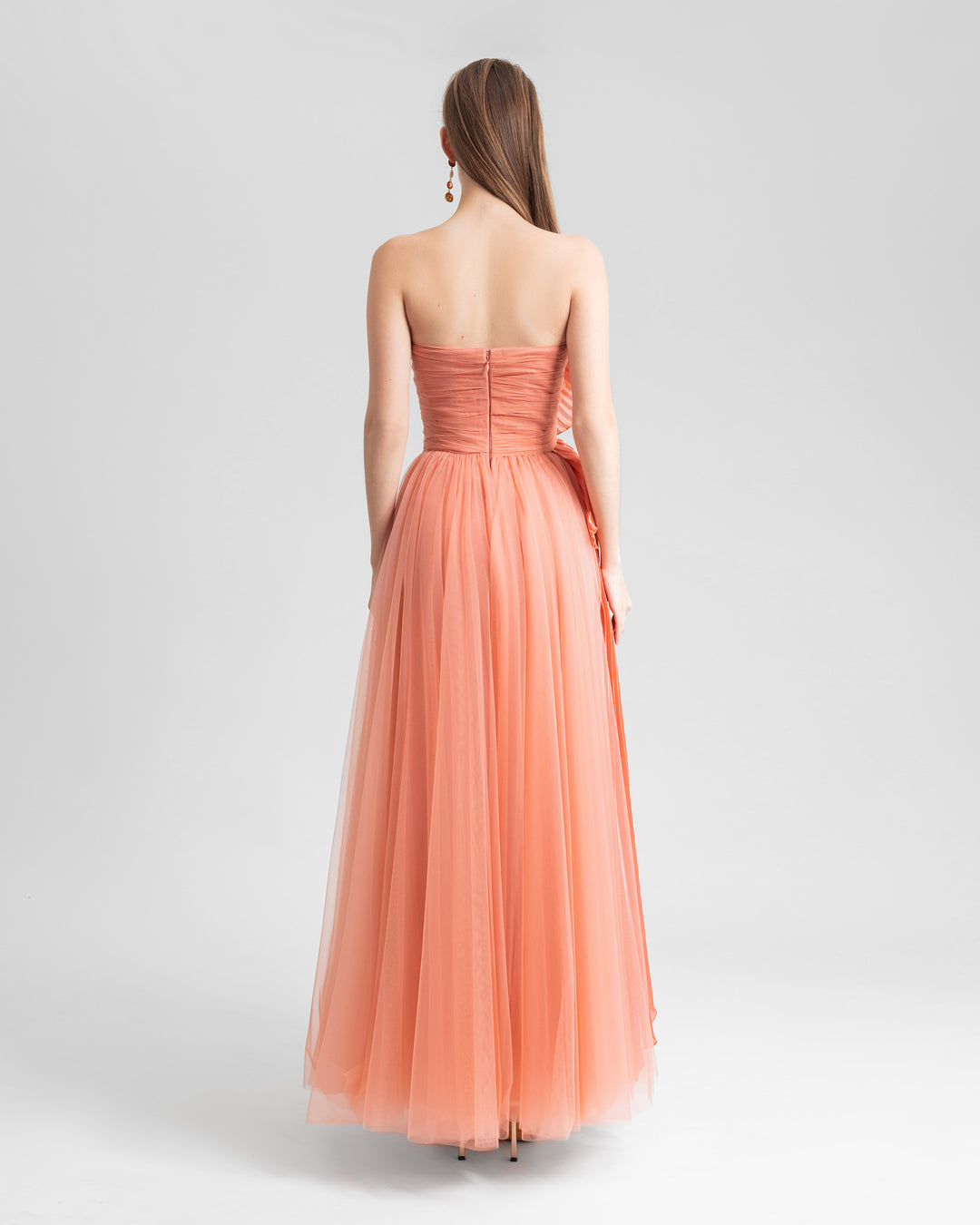 Draped Flower Strapless Dress