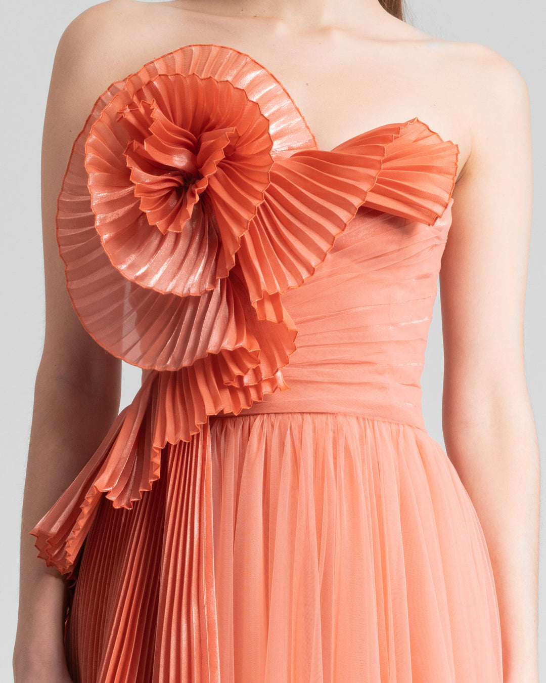 Draped Flower Strapless Dress