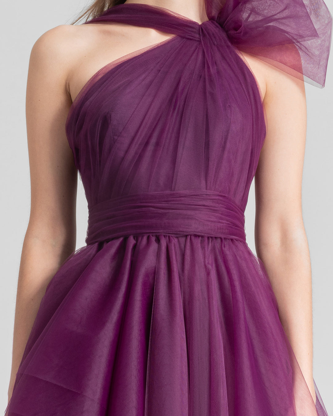 Bow-Like Purple Tulle Dress