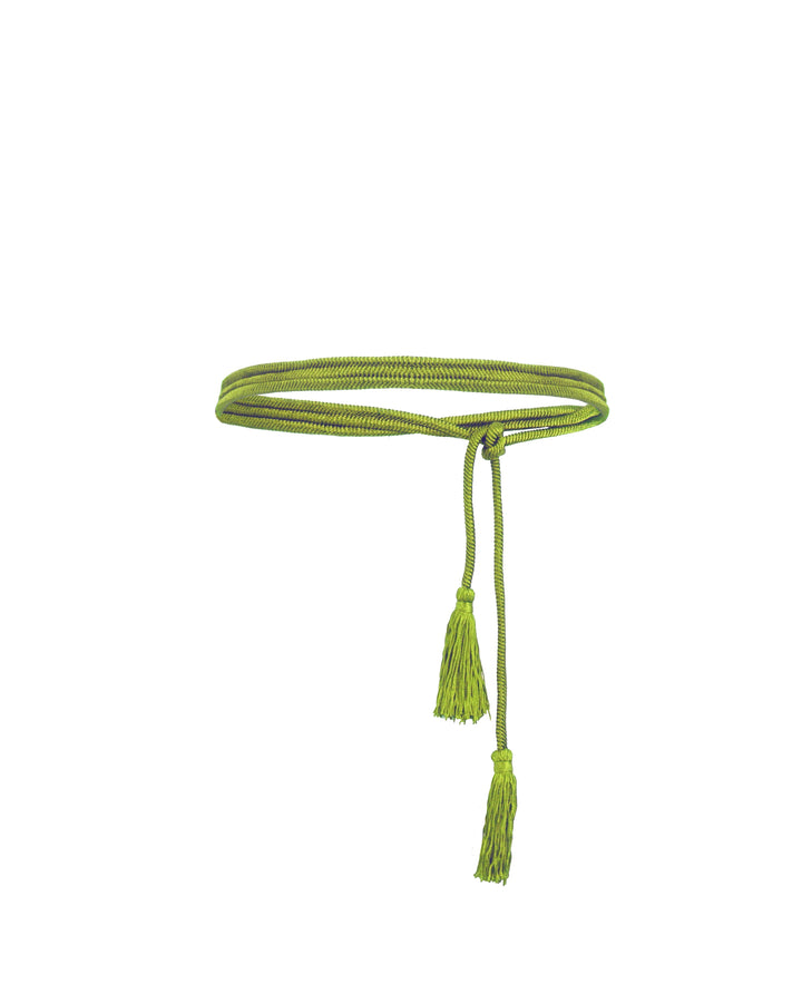 Wraparound Lime Belt With Tassels