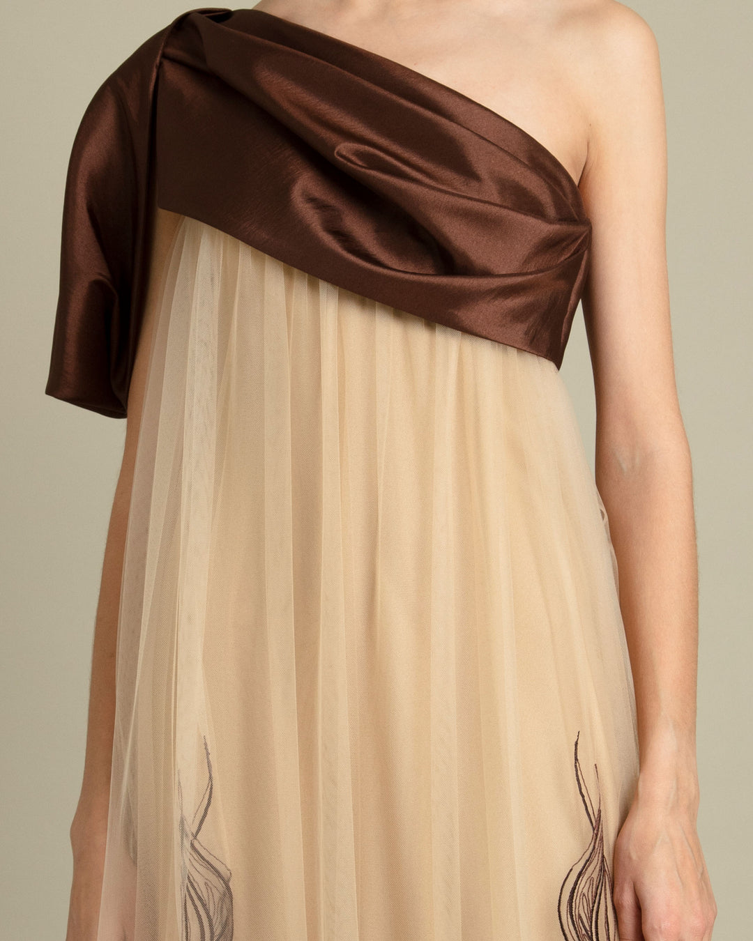 One-Shoulder Embroidered Dress