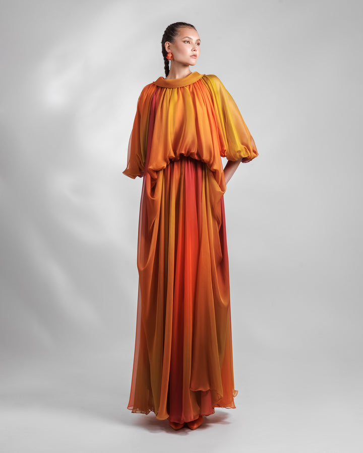 Loose Cut Orange Fuchsia Kaftan