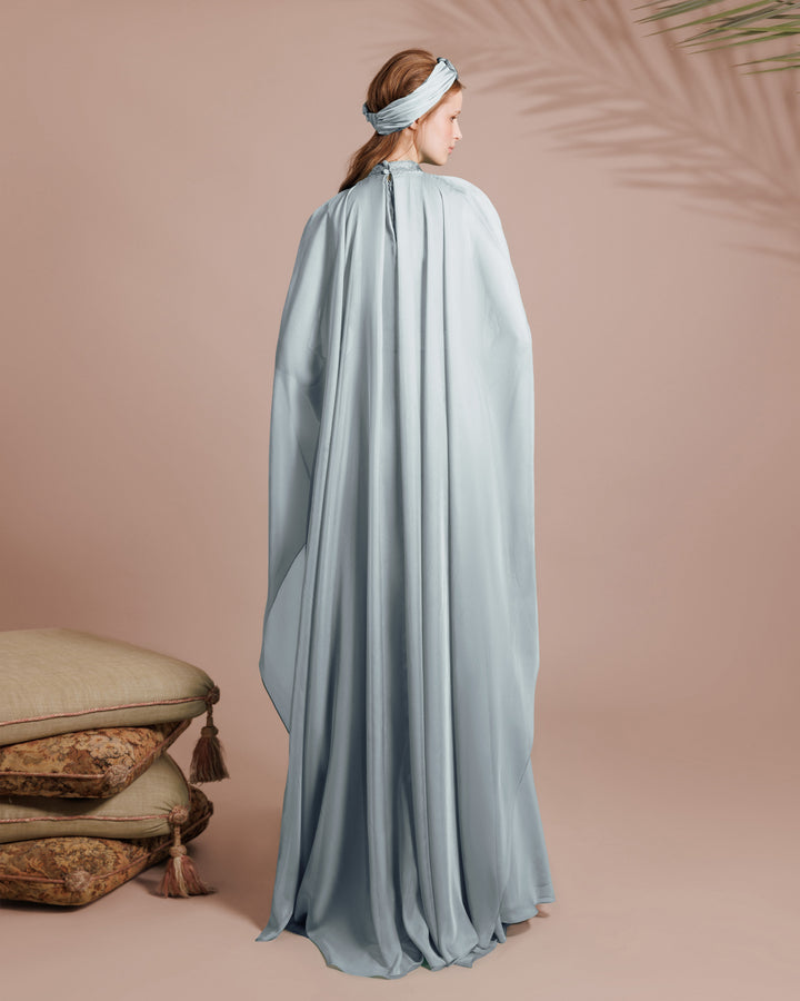 Flared Blue Organza Kaftan