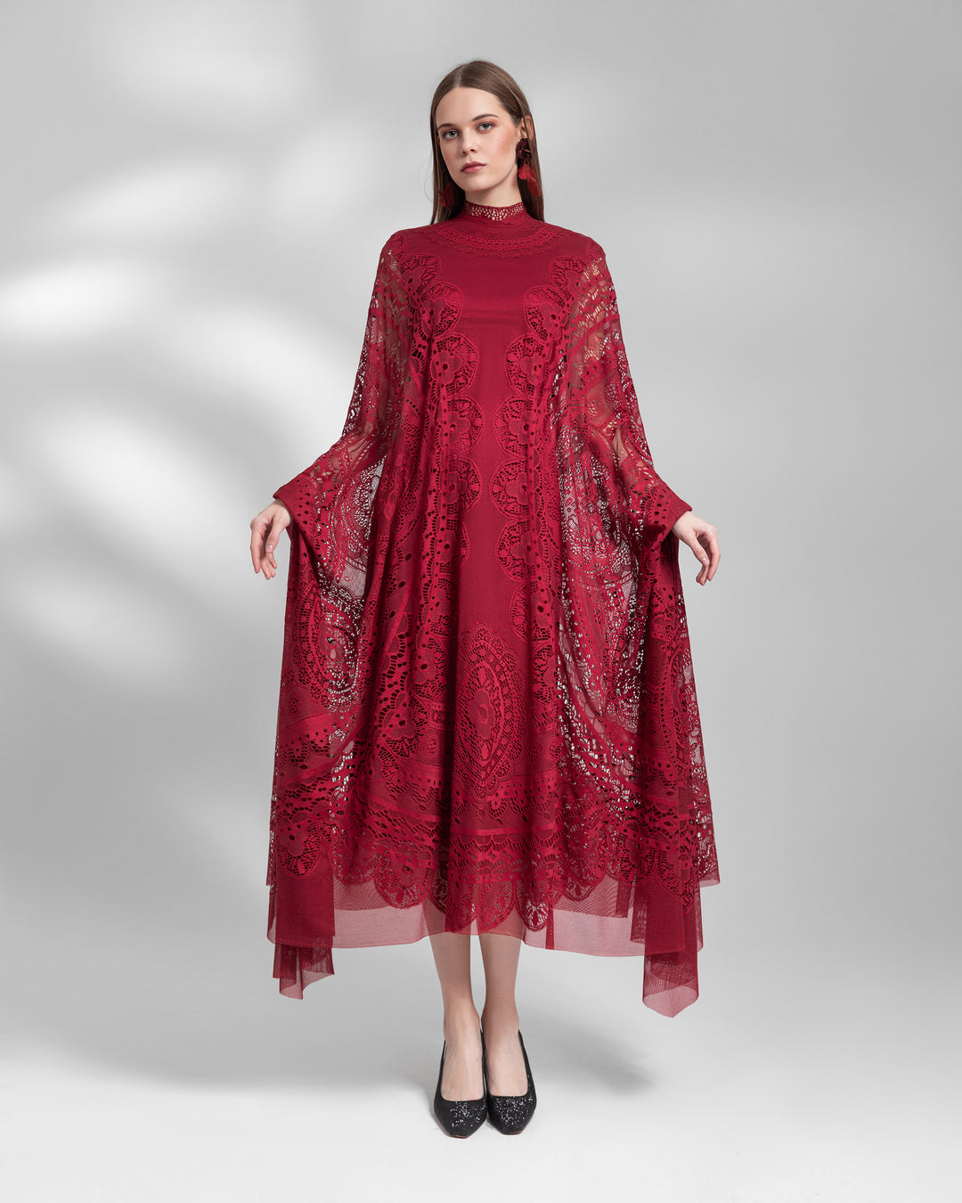 High-Neckline Lace Kaftan