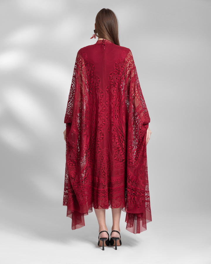 High-Neckline Lace Kaftan