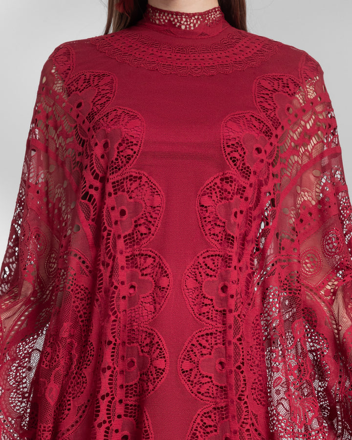 High-Neckline Lace Kaftan