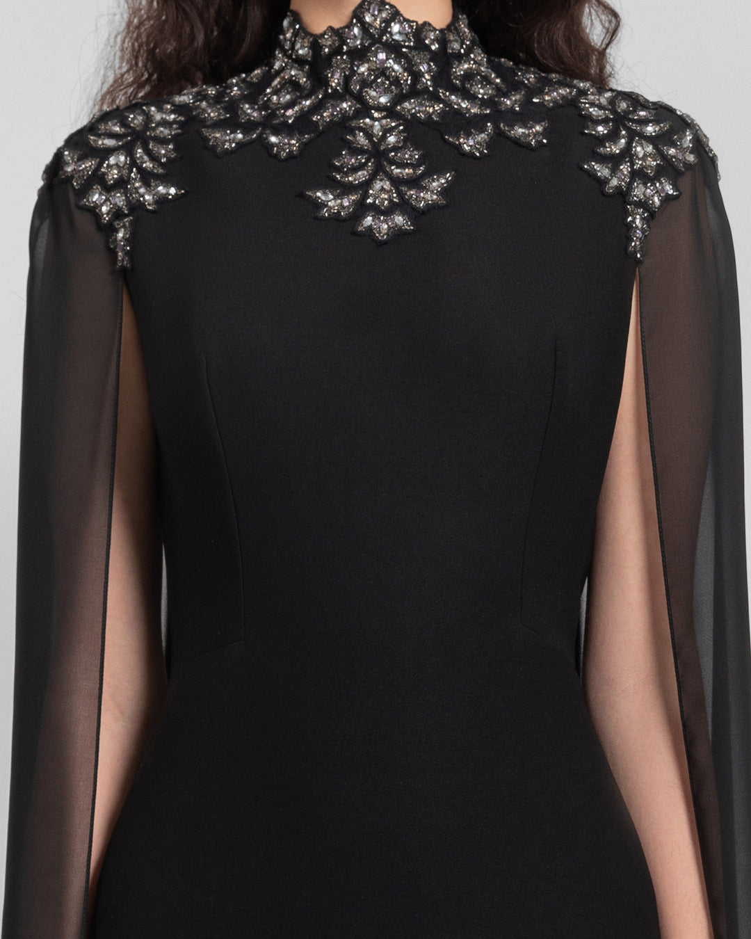 Embellished High-Collar Dress