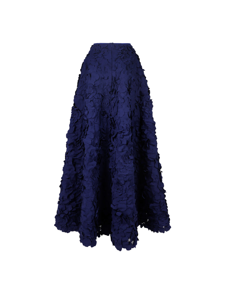 Navy Blue Laser-Cut Skirt