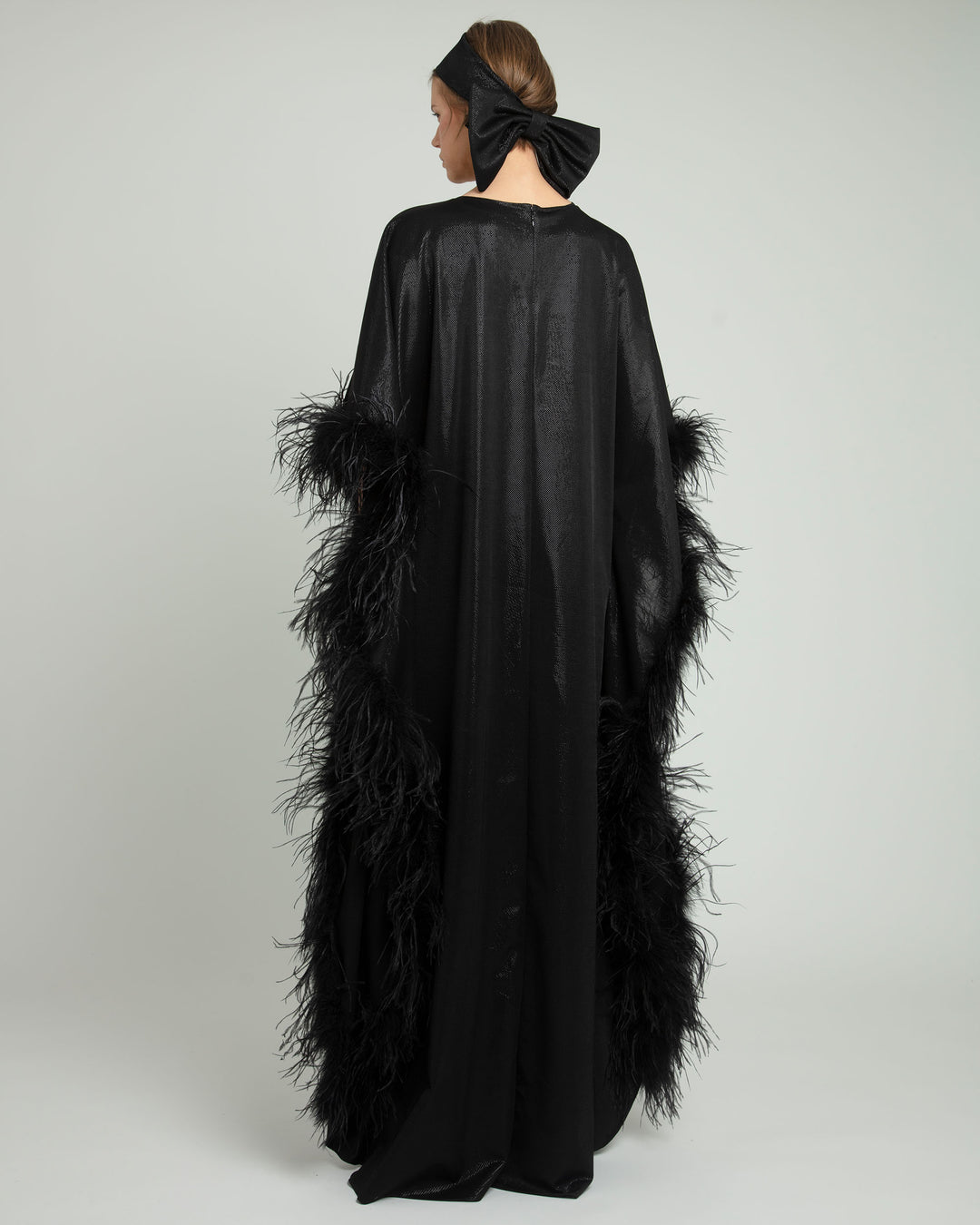 Feathered Hem Long Kaftan