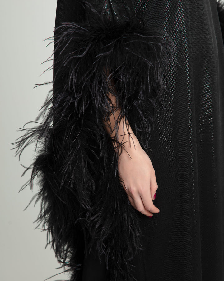 Feathered Hem Long Kaftan