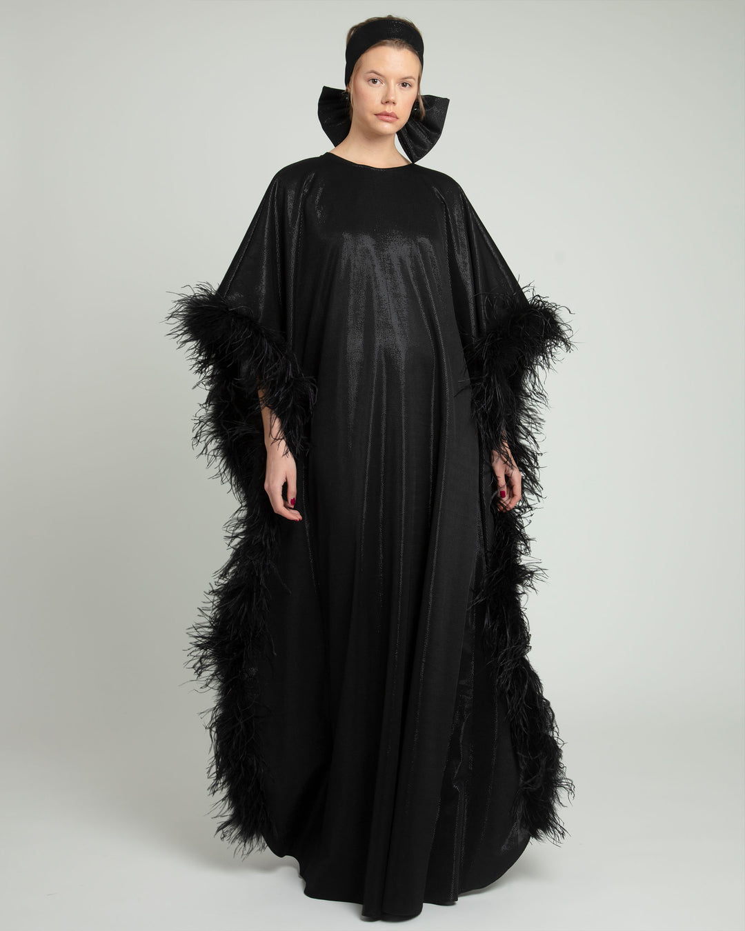 Feathered Hem Long Kaftan