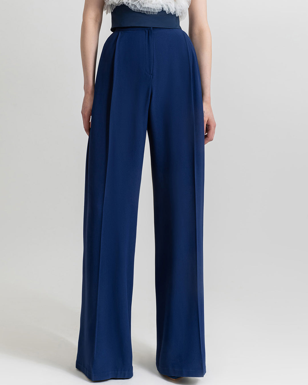 Backless Tulle Top and Straight-Cut Pants